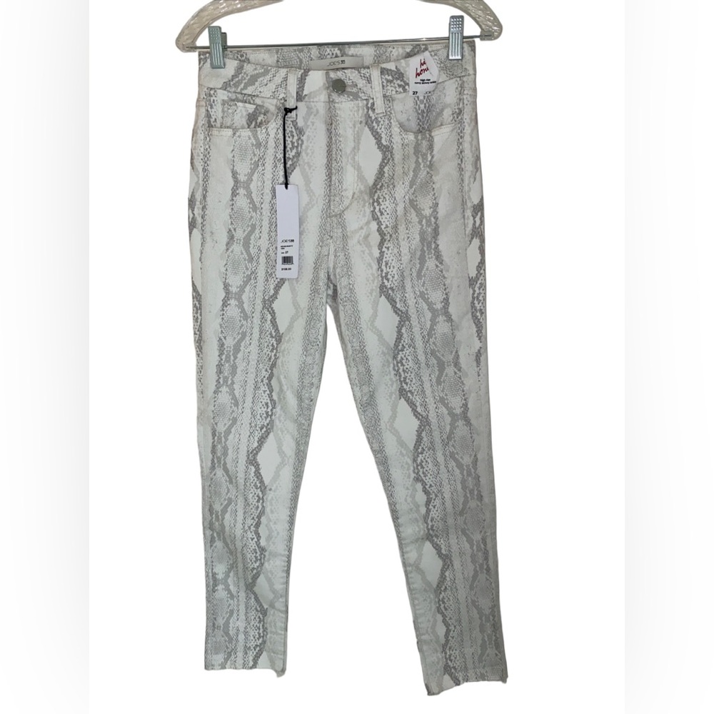 NWT Joe’s Hi Rise Honey Curvy Skinny Ankle Jeans Snake Print‎ Of White Sz 27